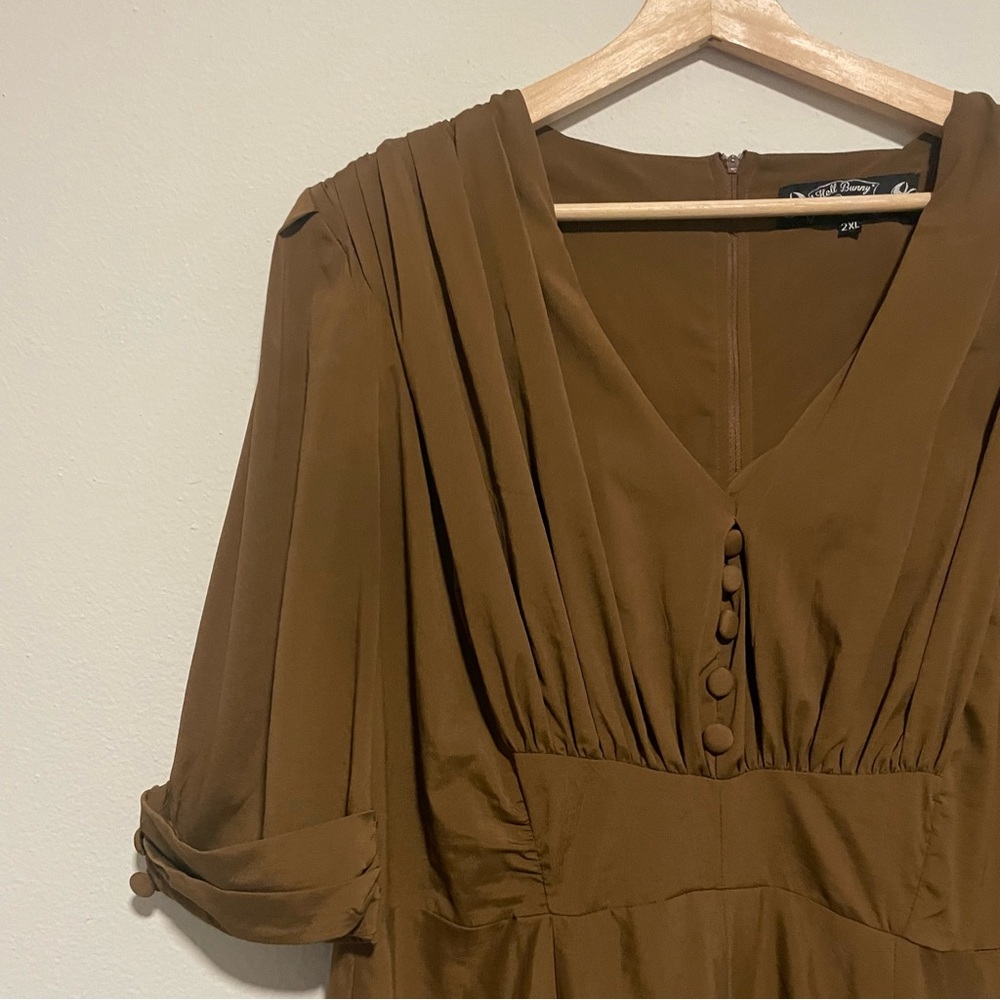 Hell Bunny Vixen Brown Vintage Inspired Retro Dress, Size 2XL - Picture 2 of 4